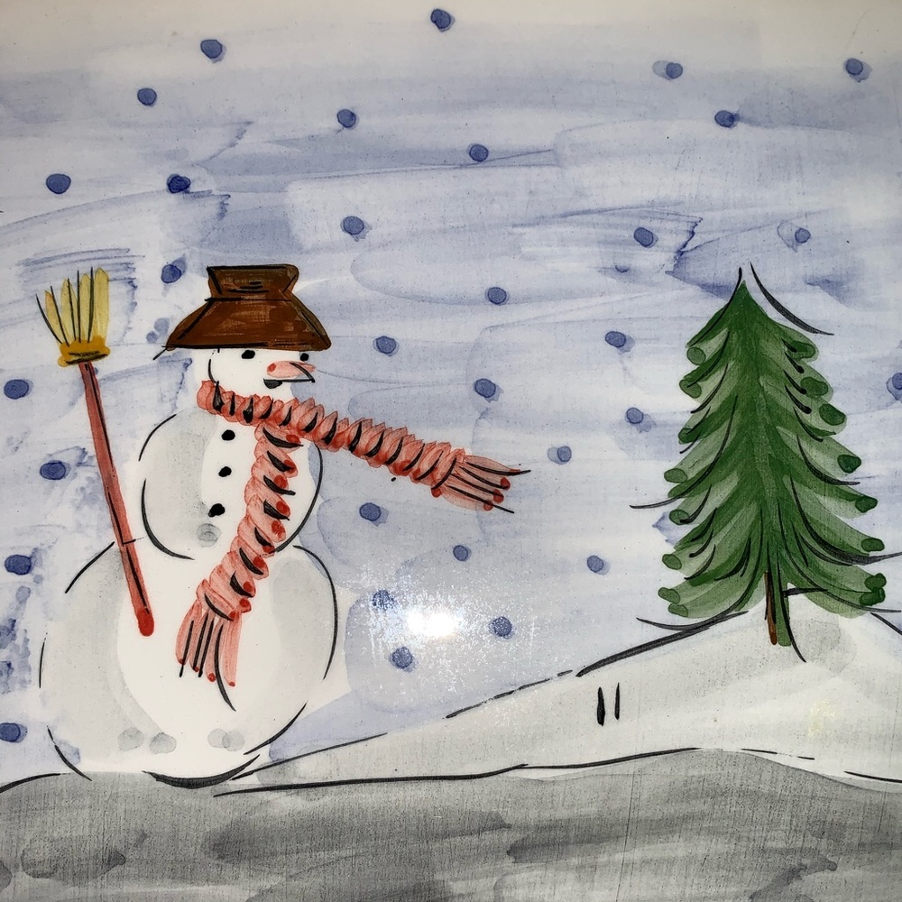 Classic Square Snowman Inspired Christmas Platter - Picture 2 of 8